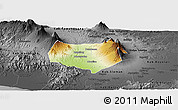 Physical Panoramic Map of Kab. Magelang, darken, desaturated
