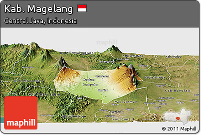 Physical Panoramic Map of Kab. Magelang, satellite outside