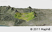 Satellite Panoramic Map of Kab. Magelang, semi-desaturated