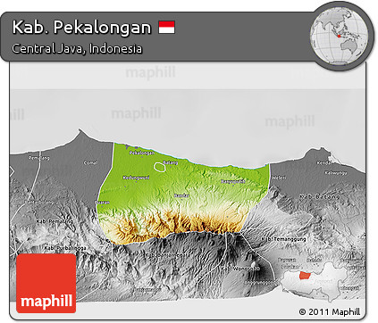 Physical 3D Map of Kab. Pekalongan, desaturated