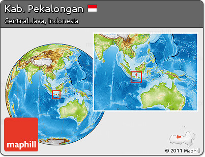 Physical Location Map of Kab. Pekalongan, highlighted parent region, within the entire country