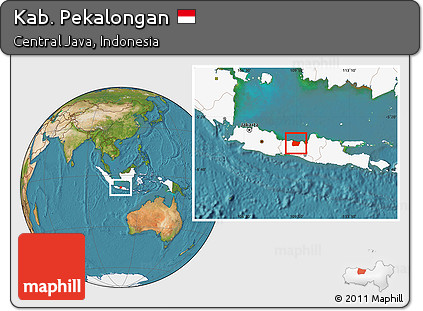 Satellite Location Map of Kab. Pekalongan, highlighted country