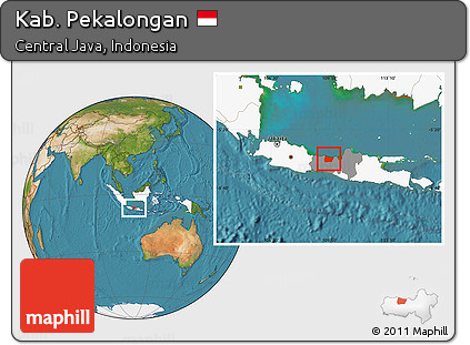 Satellite Location Map of Kab. Pekalongan, highlighted country, highlighted parent region