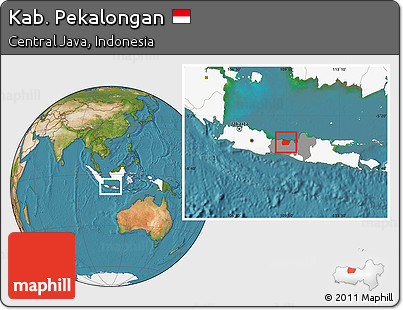 Satellite Location Map of Kab. Pekalongan, highlighted country, highlighted parent region