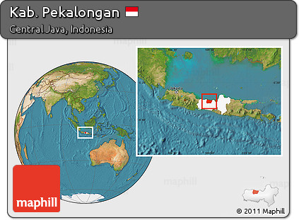 Satellite Location Map of Kab. Pekalongan, highlighted parent region