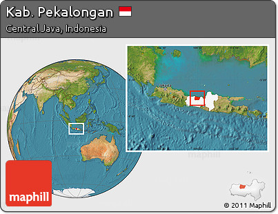 Satellite Location Map of Kab. Pekalongan, highlighted parent region