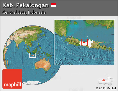 Satellite Location Map of Kab. Pekalongan, highlighted parent region