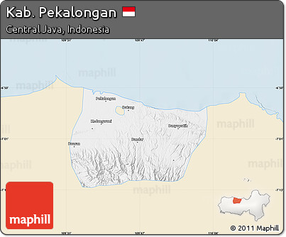 Classic Style Map of Kab. Pekalongan, single color outside