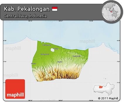 Physical Map of Kab. Pekalongan, single color outside