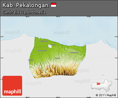 Physical Map of Kab. Pekalongan, single color outside
