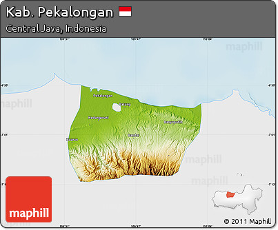 Physical Map of Kab. Pekalongan, single color outside
