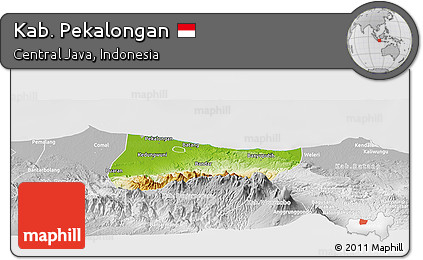 Physical Panoramic Map of Kab. Pekalongan, lighten, desaturated