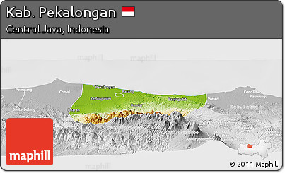 Physical Panoramic Map of Kab. Pekalongan, lighten, desaturated