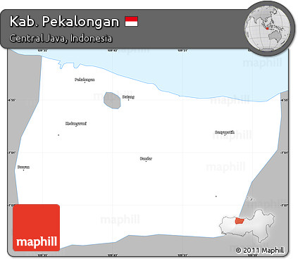 Gray Simple Map of Kab. Pekalongan, single color outside