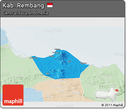 Political 3D Map of Kab. Rembang, lighten