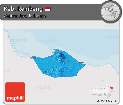 Political 3D Map of Kab. Rembang, single color outside