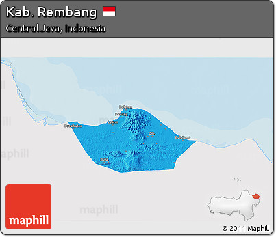 Political 3D Map of Kab. Rembang, single color outside