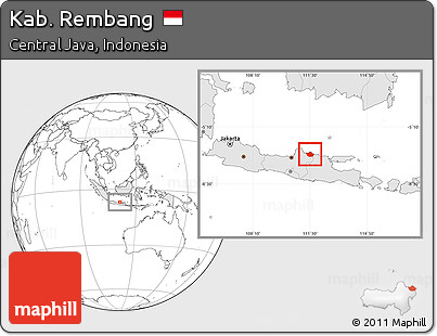 Blank Location Map of Kab. Rembang, highlighted country