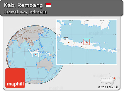Gray Location Map of Kab. Rembang, highlighted country
