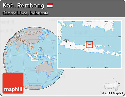 Gray Location Map of Kab. Rembang, highlighted country