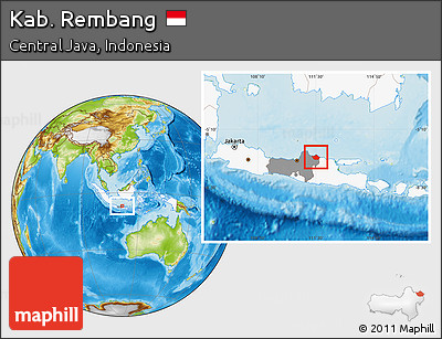 Physical Location Map of Kab. Rembang, highlighted country, highlighted parent region