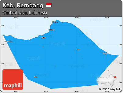 Political Simple Map of Kab. Rembang, single color outside