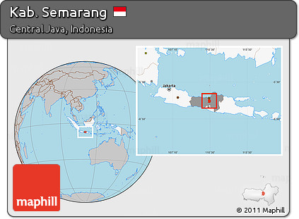 Gray Location Map of Kab. Semarang, highlighted country, highlighted parent region