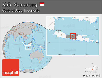 Gray Location Map of Kab. Semarang, highlighted country, highlighted parent region