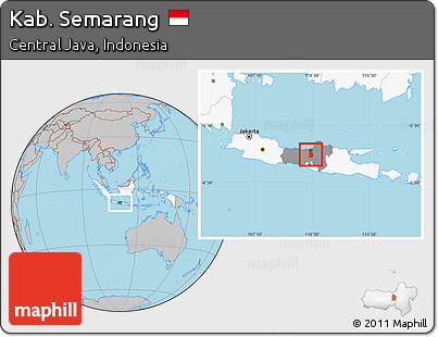 Gray Location Map of Kab. Semarang, highlighted country, highlighted parent region