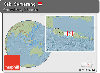Savanna Style Location Map of Kab. Semarang, highlighted parent region, hill shading