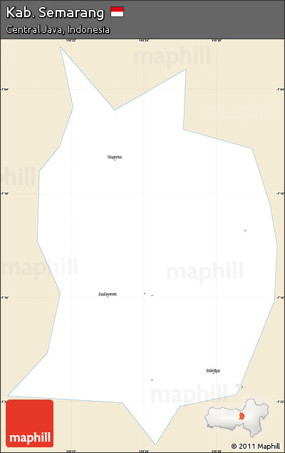 Classic Style Simple Map of Kab. Semarang, single color outside