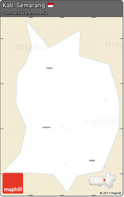 Classic Style Simple Map of Kab. Semarang, single color outside