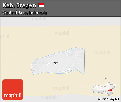 Classic Style 3D Map of Kab. Sragen, single color outside