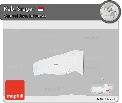 Gray 3D Map of Kab. Sragen, single color outside