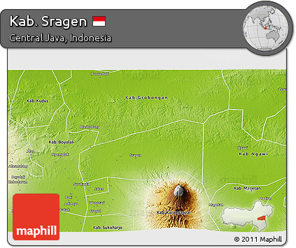 Physical 3D Map of Kab. Sragen