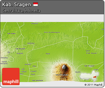 Physical 3D Map of Kab. Sragen