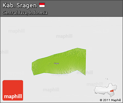 Physical 3D Map of Kab. Sragen, single color outside