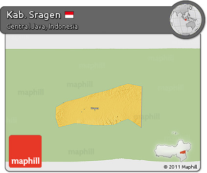 Savanna Style 3D Map of Kab. Sragen, single color outside