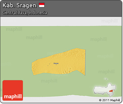 Savanna Style 3D Map of Kab. Sragen, single color outside