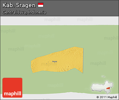 Savanna Style 3D Map of Kab. Sragen, single color outside