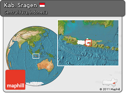 Satellite Location Map of Kab. Sragen, highlighted parent region
