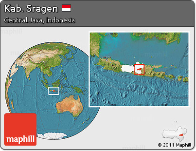 Satellite Location Map of Kab. Sragen, highlighted parent region