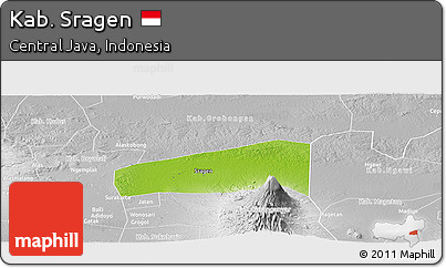 Physical Panoramic Map of Kab. Sragen, lighten, desaturated