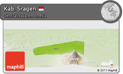 Physical Panoramic Map of Kab. Sragen, lighten
