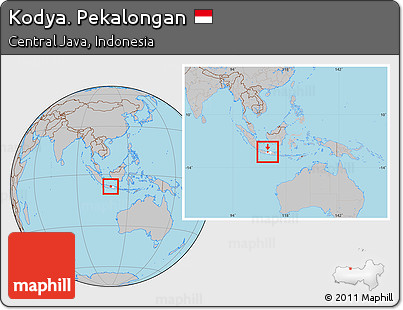 Gray Location Map of Kodya. Pekalongan, highlighted parent region, within the entire country