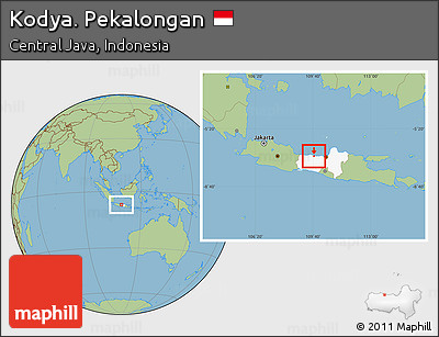 Savanna Style Location Map of Kodya. Pekalongan, highlighted parent region