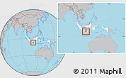 Gray Location Map of Kodya. Semarang, highlighted country, highlighted parent region, within the entire country
