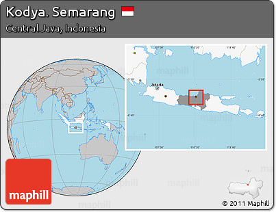 Gray Location Map of Kodya. Semarang, highlighted country, highlighted parent region