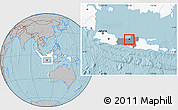 Gray Location Map of Kodya. Semarang, highlighted country, highlighted parent region, hill shading