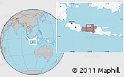 Gray Location Map of Kodya. Semarang, highlighted country, highlighted parent region